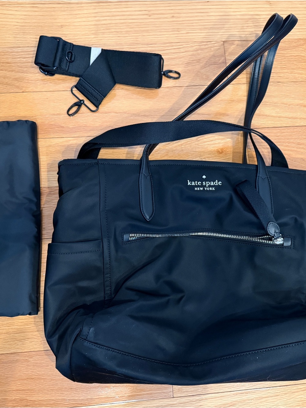 kate spade Black Nylon Baby Bag Tote with Detachable Strap